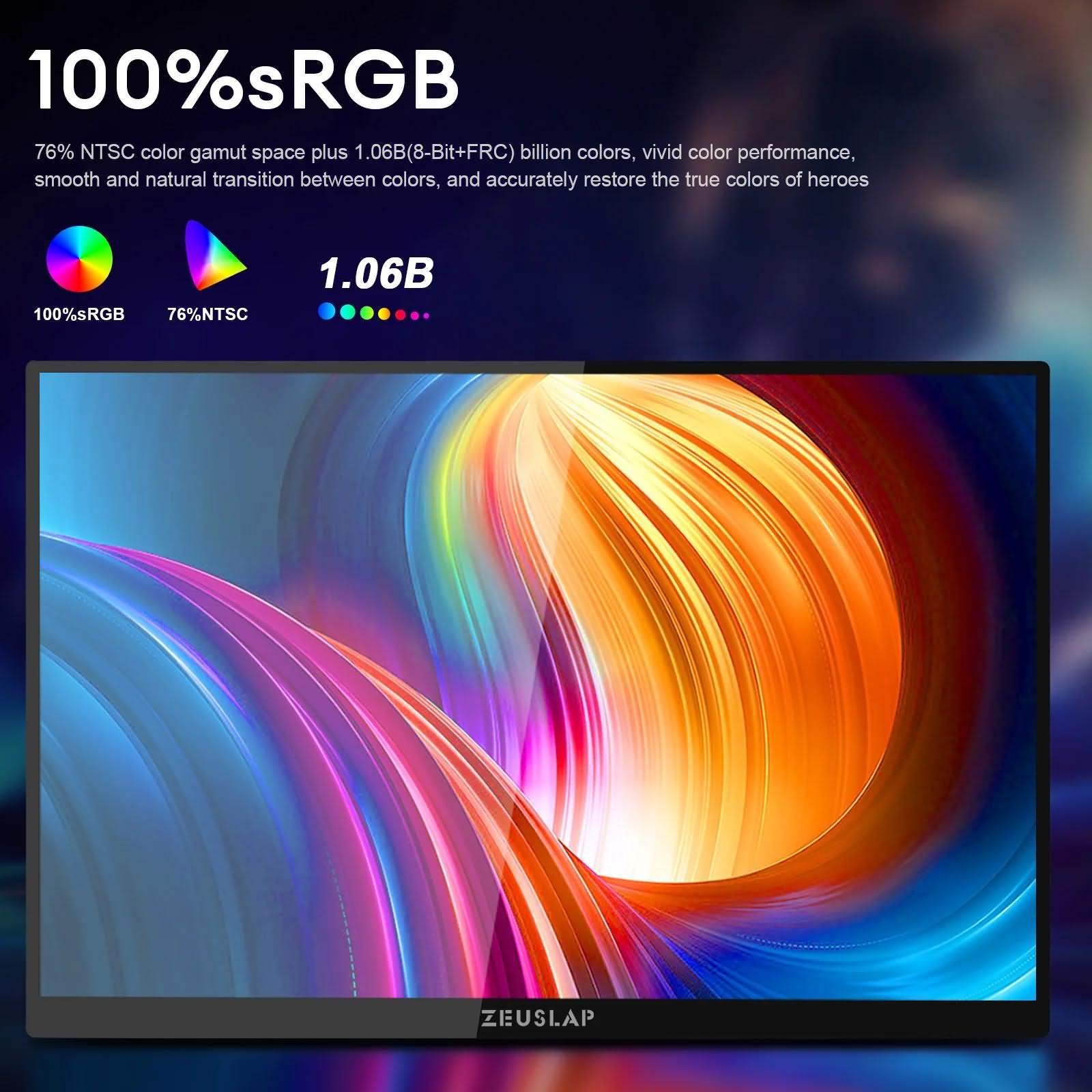ZEUSLAP P16KT Touch Screen Portable Monitor 16″ 2.5K 144hz 2560*1600 100%sRGB 500Cd/m² - image 3