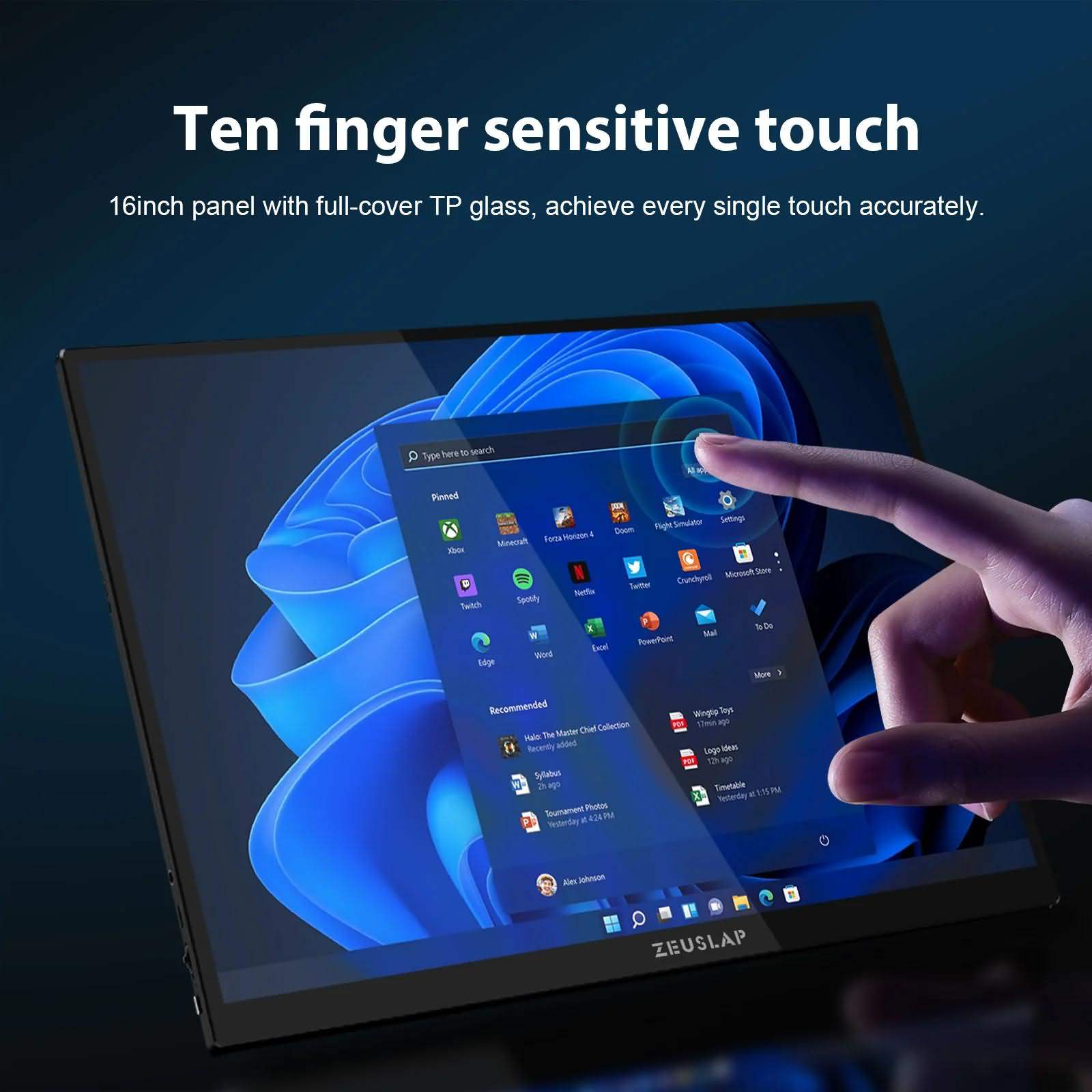 ZEUSLAP P16KT Touch Screen Portable Monitor 16″ 2.5K 144hz 2560*1600 100%sRGB 500Cd/m² - image 5